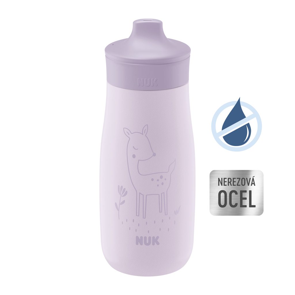 NUK Fľaša Mini-Me Sip nerezová - fialová 300ml, 9m+ – Obrázok 4