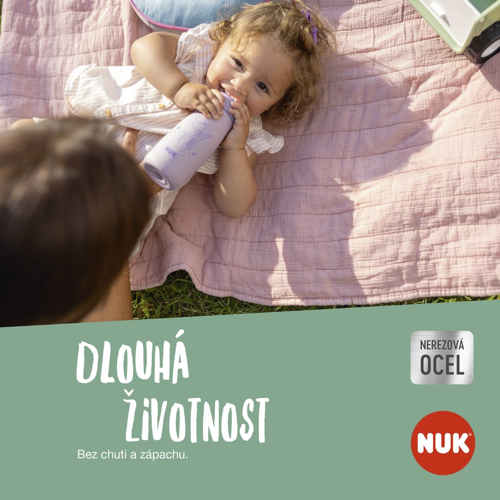 NUK Fľaša Mini-Me Sip nerezová - fialová 300ml, 9m+ – Obrázok 6