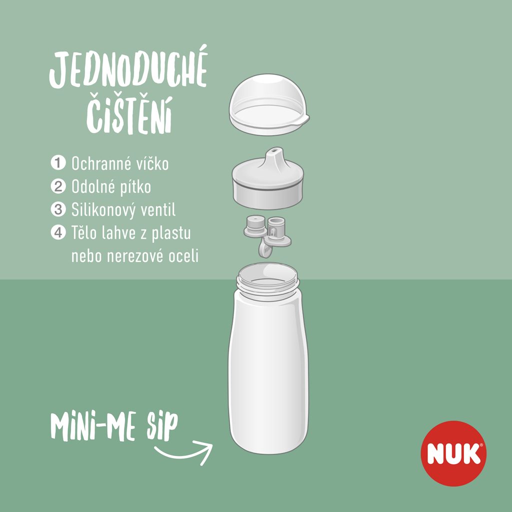 NUK Fľaša Mini-Me Sip nerezová - fialová 300ml, 9m+ – Obrázok 9