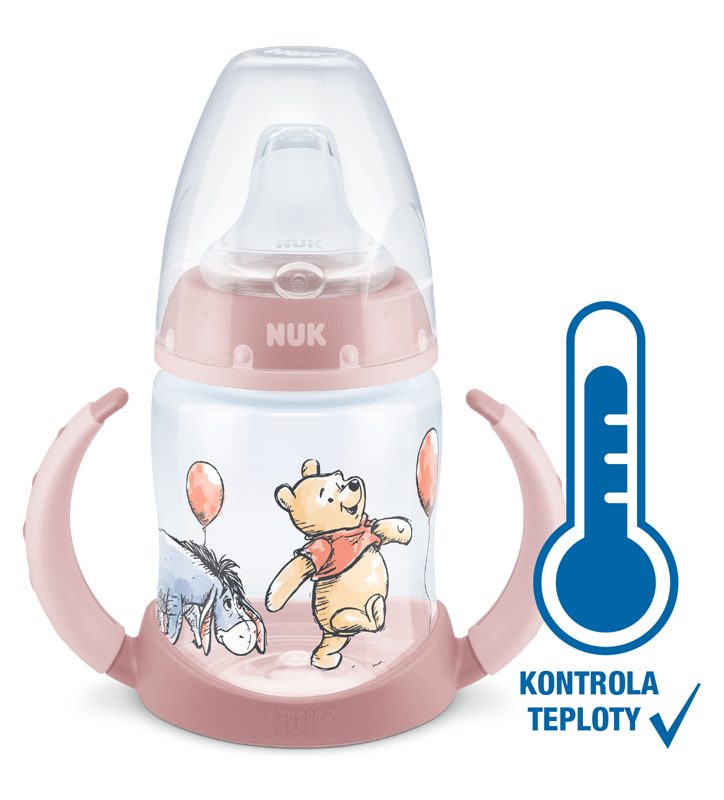 NUK Fľaštička na učenie DISNEY-Medvedík Pú s kontrolou teploty 150 ml ružová – Obrázok 2
