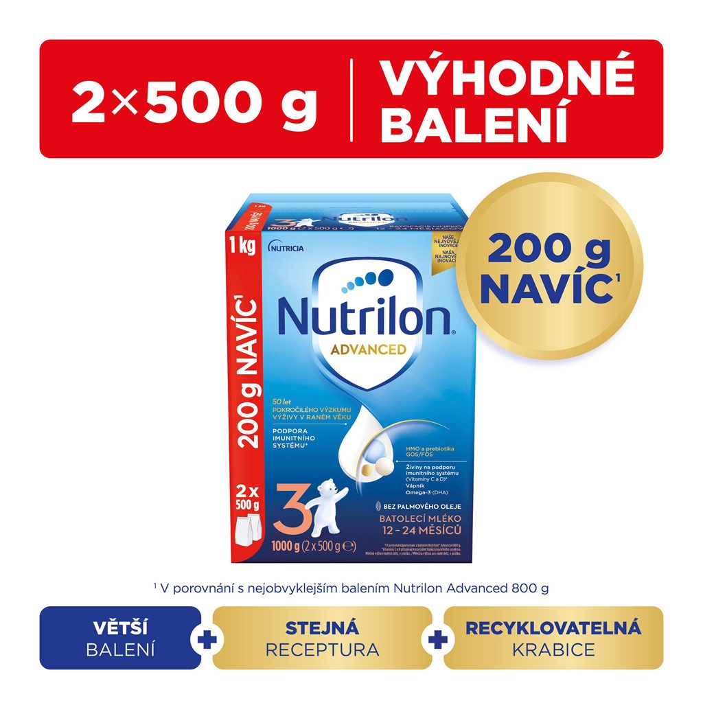 NUTRILON 3 Advanced batoľacie mlieko 1 kg, 12+