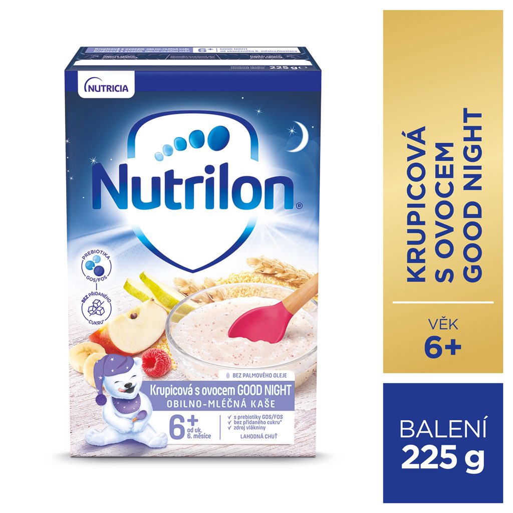 NUTRILON Pronutra Krupicová mliečna kaša s ovocím GOOD NIGHT od uk. 6. mesiaca 225 g