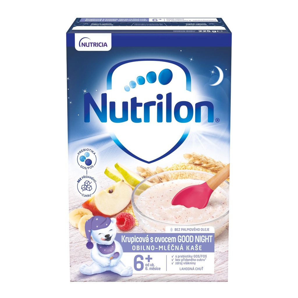 NUTRILON Pronutra Krupicová mliečna kaša s ovocím GOOD NIGHT od uk. 6. mesiaca 225 g – Obrázok 3