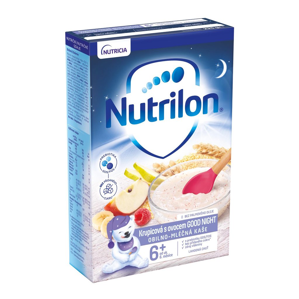 NUTRILON Pronutra Krupicová mliečna kaša s ovocím GOOD NIGHT od uk. 6. mesiaca 225 g – Obrázok 4