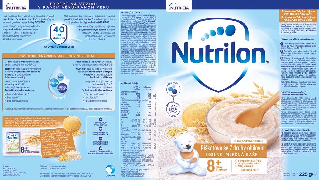 NUTRILON Pronutra piškótová mliečna kaša so 7 druhmi obilnín od uk. 8. mesiaca 225 g – Obrázok 4