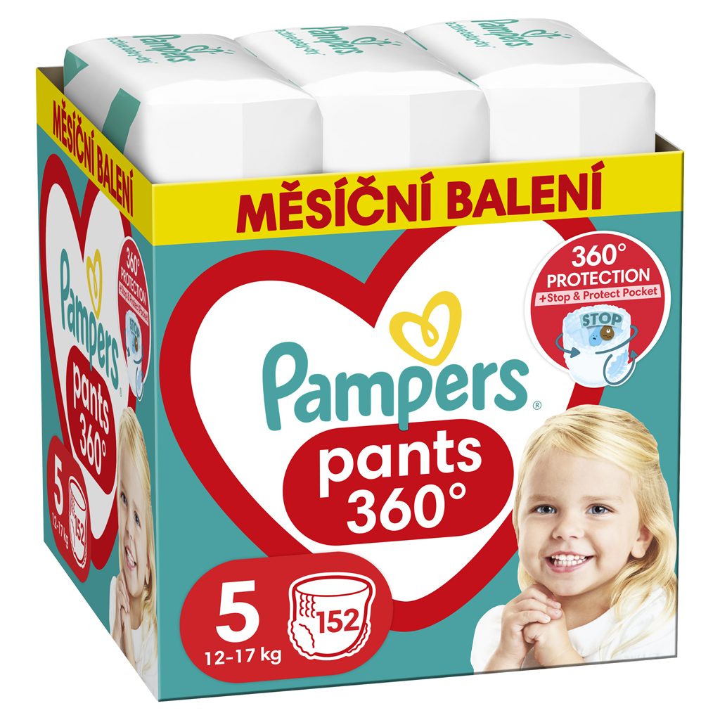 PAMPERS Activ Baby-Dry Pants Nohavičky plienkové jednorazové 5 (12-17 kg) 152 ks - MESAČNÁ ZÁSOBA – Obrázok 3