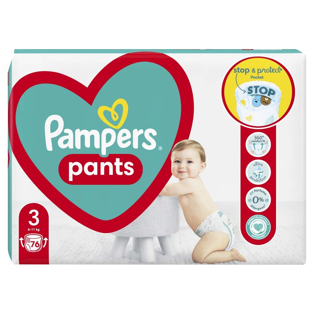 PAMPERS Active Baby Pants Nohavičkové plienky veľ. 3 (76 ks plienok) 6-11 kg – Obrázok 4