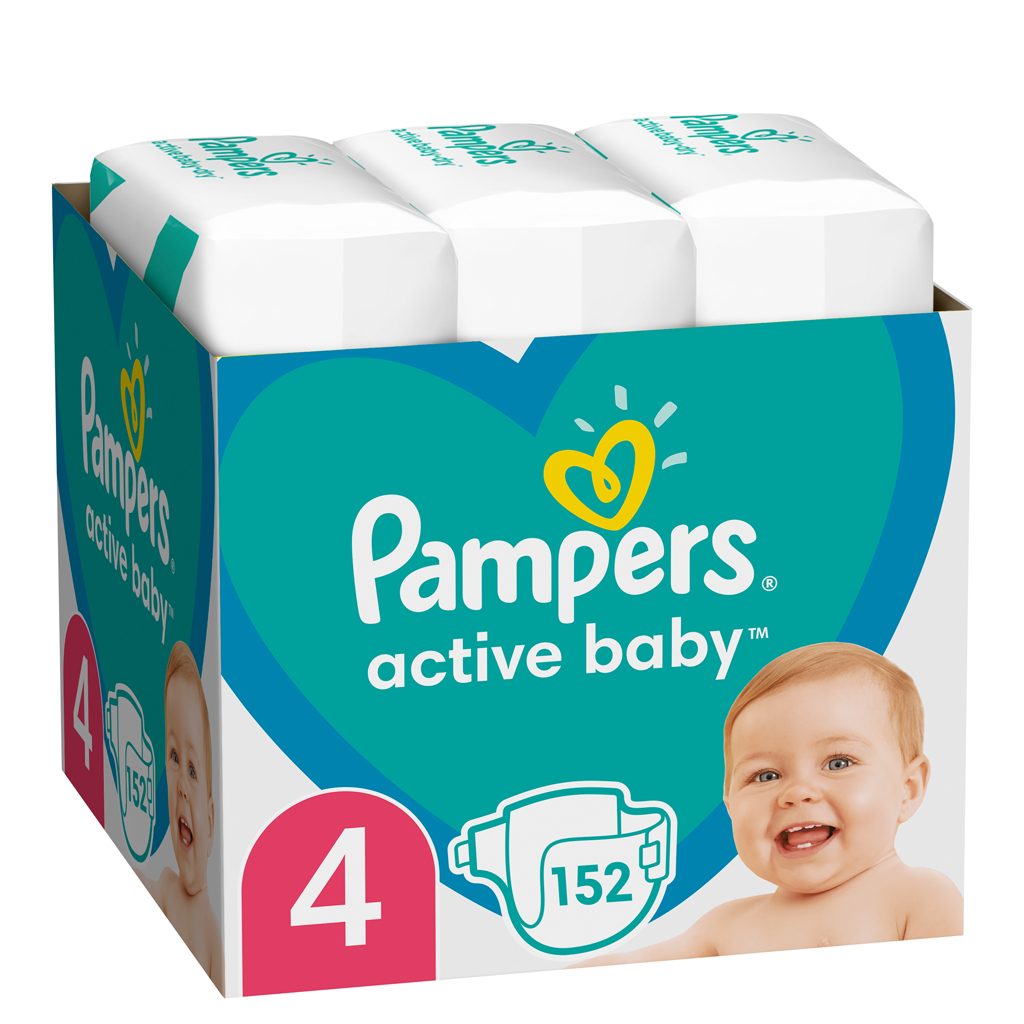 PAMPERS Active Baby plienky 4 (152 ks) 9-14 kg – Obrázok 2