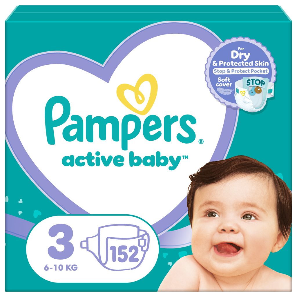 PAMPERS Active Baby Plienky jednorazové 3 (6-10 kg) 152 ks - MEGA PACK