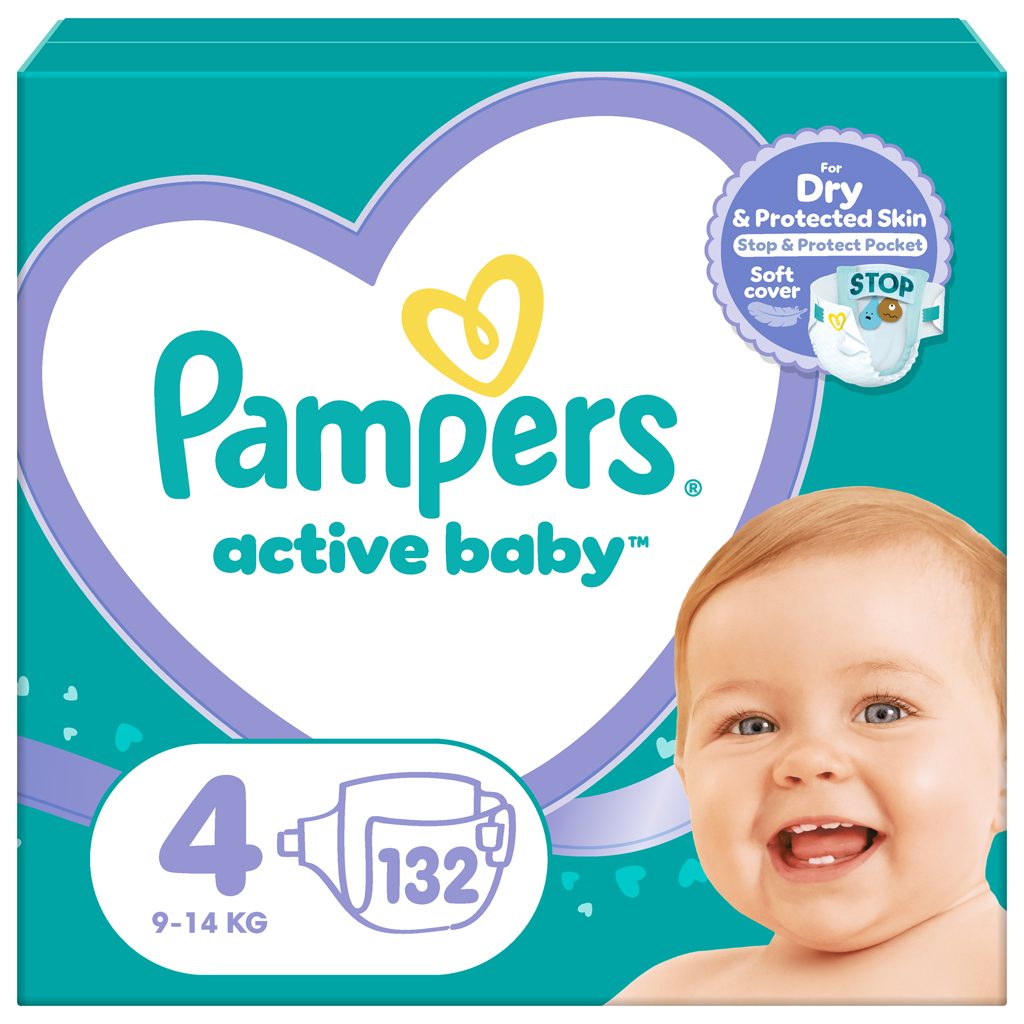 PAMPERS Active Baby Plienky jednorazové 4 (9-14 kg) 132 ks