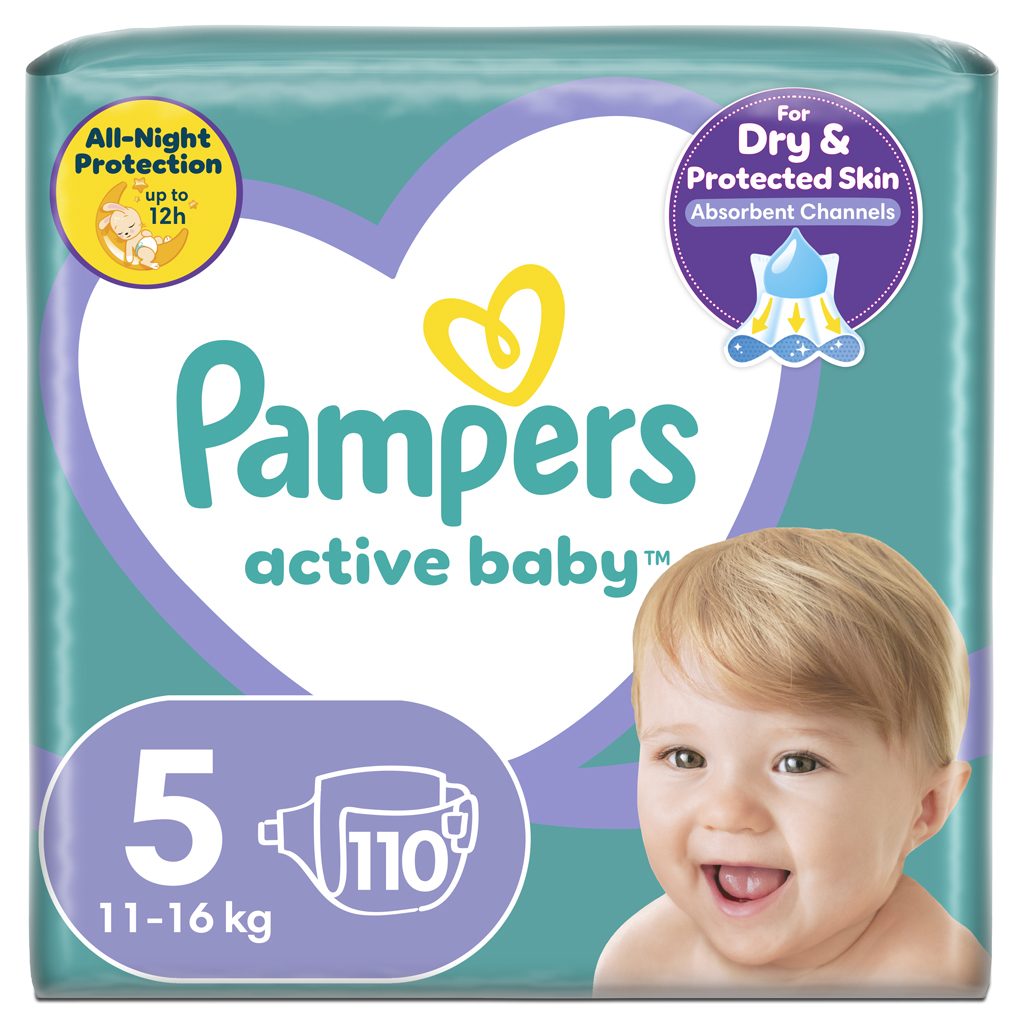 PAMPERS Active Baby Plienky jednorazové 5 (11-16 kg) 110 ks – Obrázok 2