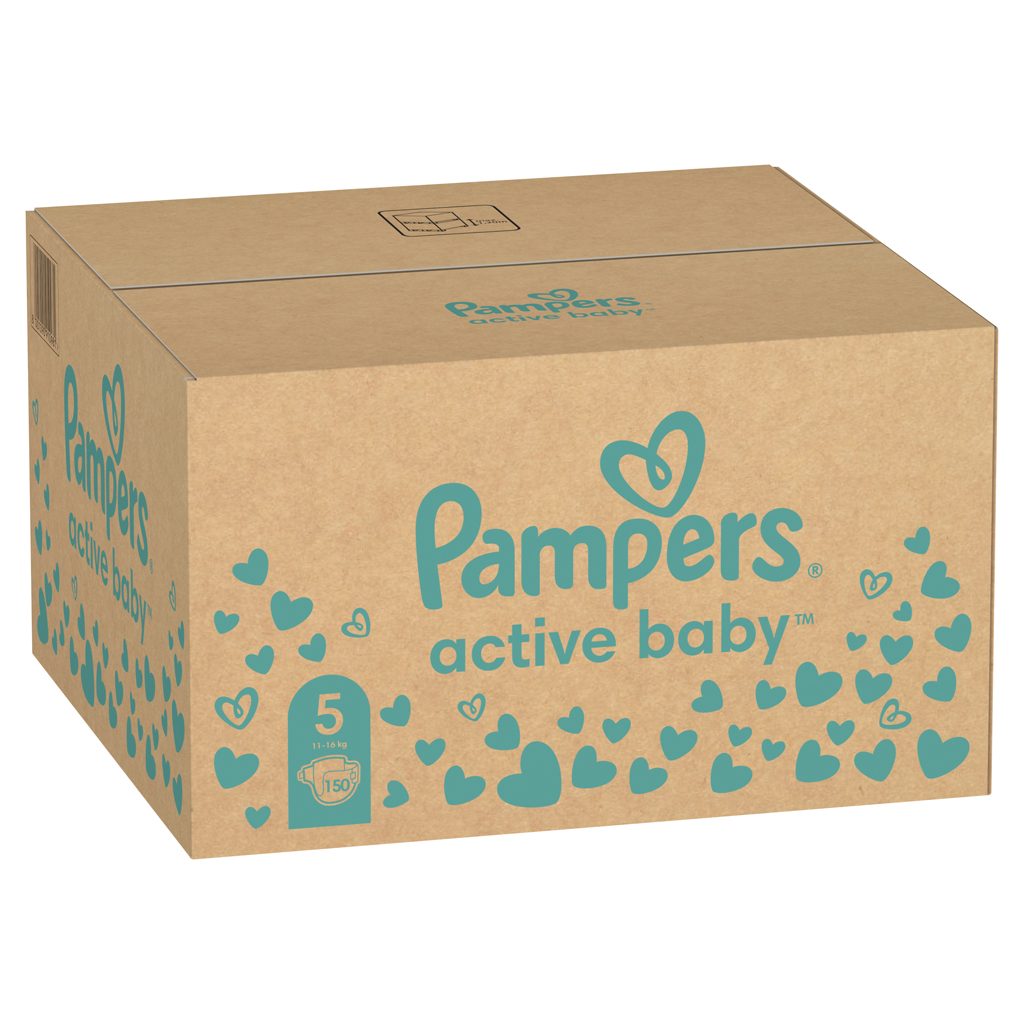 PAMPERS Active Baby Plienky jednorazové 5 (11-16 kg) 150 ks - MESAČNÁ ZÁSOBA – Obrázok 3