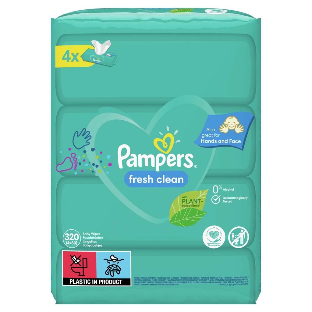 PAMPERS Fresh Clean XXL Vlhčené obrúsky 4x80 ks – Obrázok 3