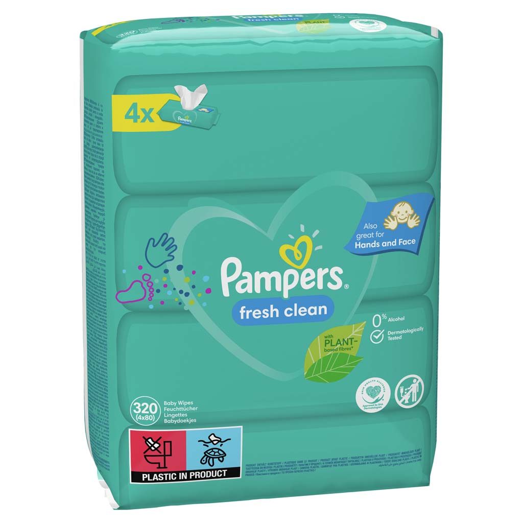 PAMPERS Fresh Clean XXL Vlhčené obrúsky 4x80 ks – Obrázok 4