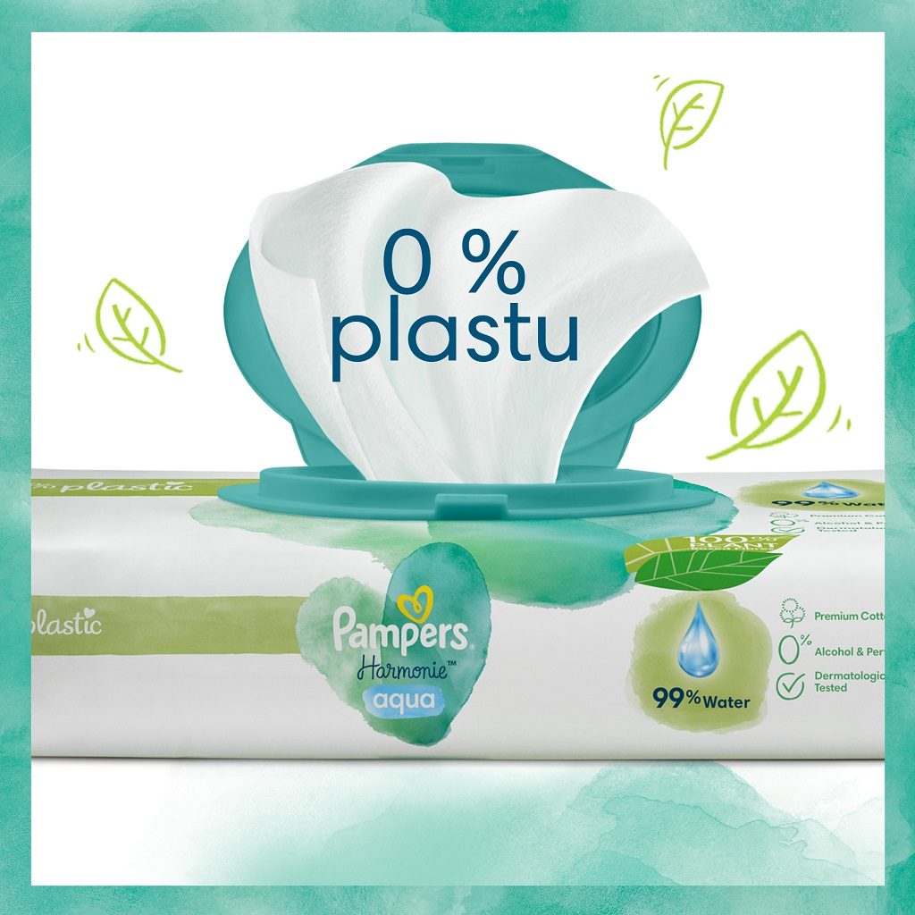 PAMPERS Harmonie Aqua vlhčené obrúsky Plastic Free 15x48 ks = 720 ks – Obrázok 8