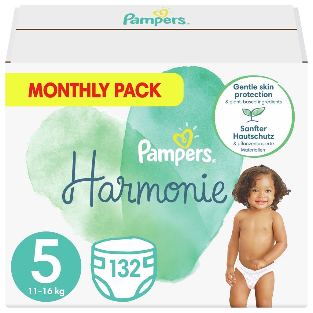PAMPERS Harmonie Plienky jednorazové 5 (11-16 kg) 132 ks - MESAČNÁ ZÁSOBA