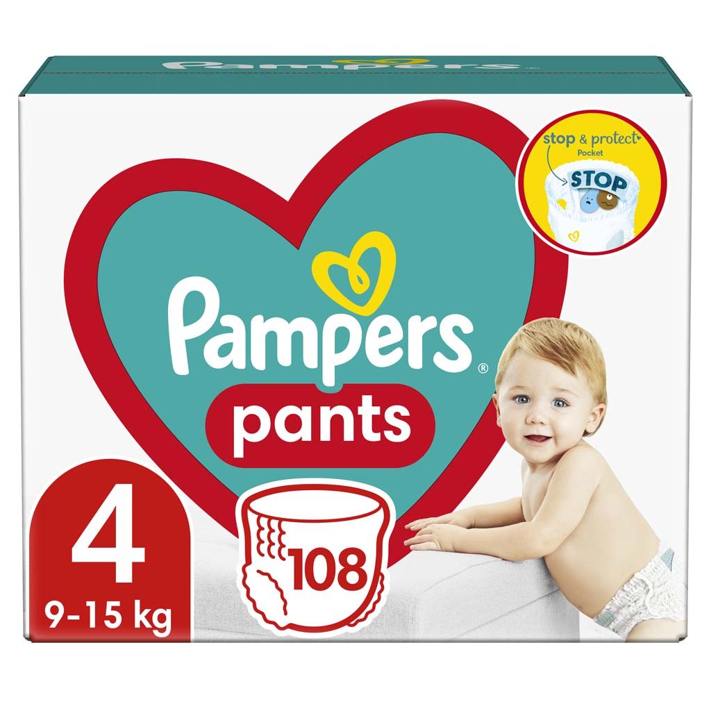 PAMPERS Pants Nohavičky plienkové jednorazové 4 (9-15 kg) 108 ks - MEGA PACK