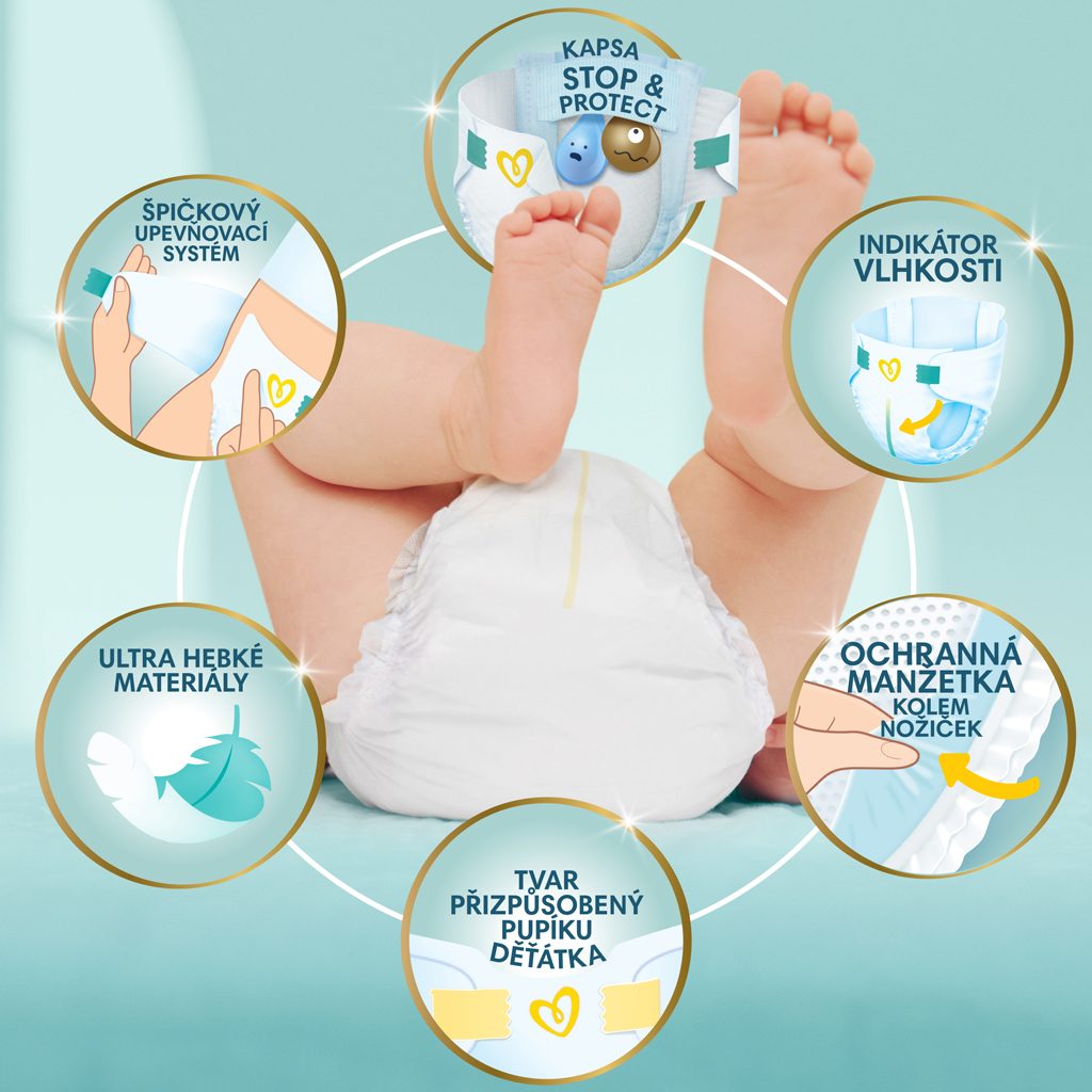 PAMPERS Plienky jednorázové Premium Care veľ. 1, 156 ks, 2kg-5kg – Obrázok 5