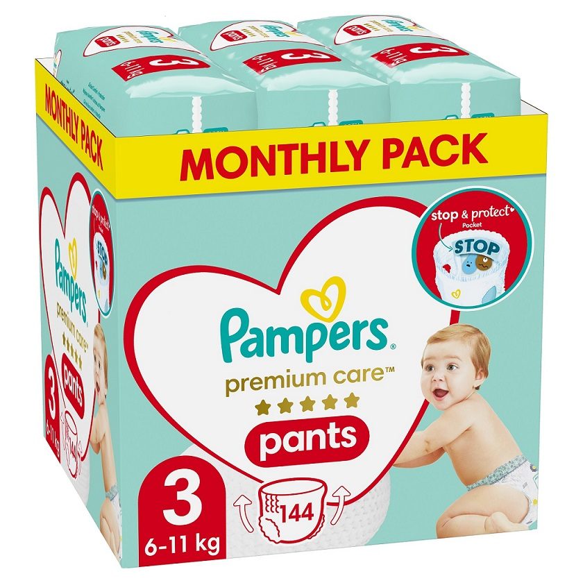 PAMPERS Premium Care Nohavičky plienkové veľ. 3 (6-11 kg) 144 ks