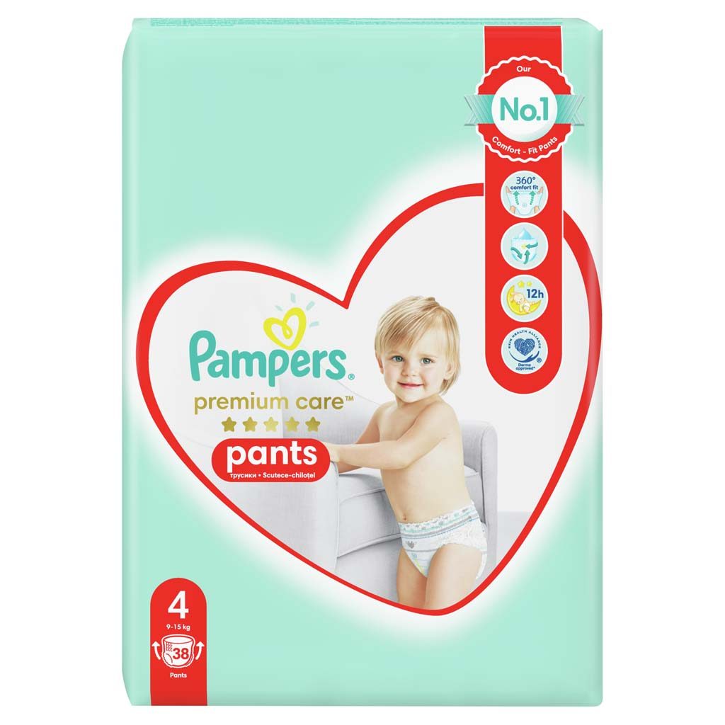 PAMPERS Premium Care Pants Nohavičky plienkové jednorazové 4 (9-15 kg) 38 ks – Obrázok 5