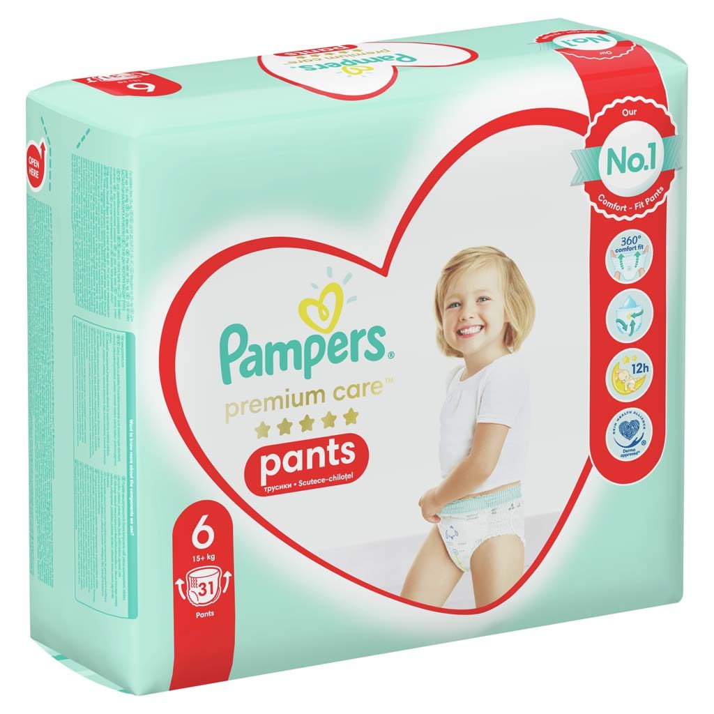 PAMPERS Premium Care Pants Nohavičky plienkové jednorazové 6 (16 kg+) 31 ks – Obrázok 3