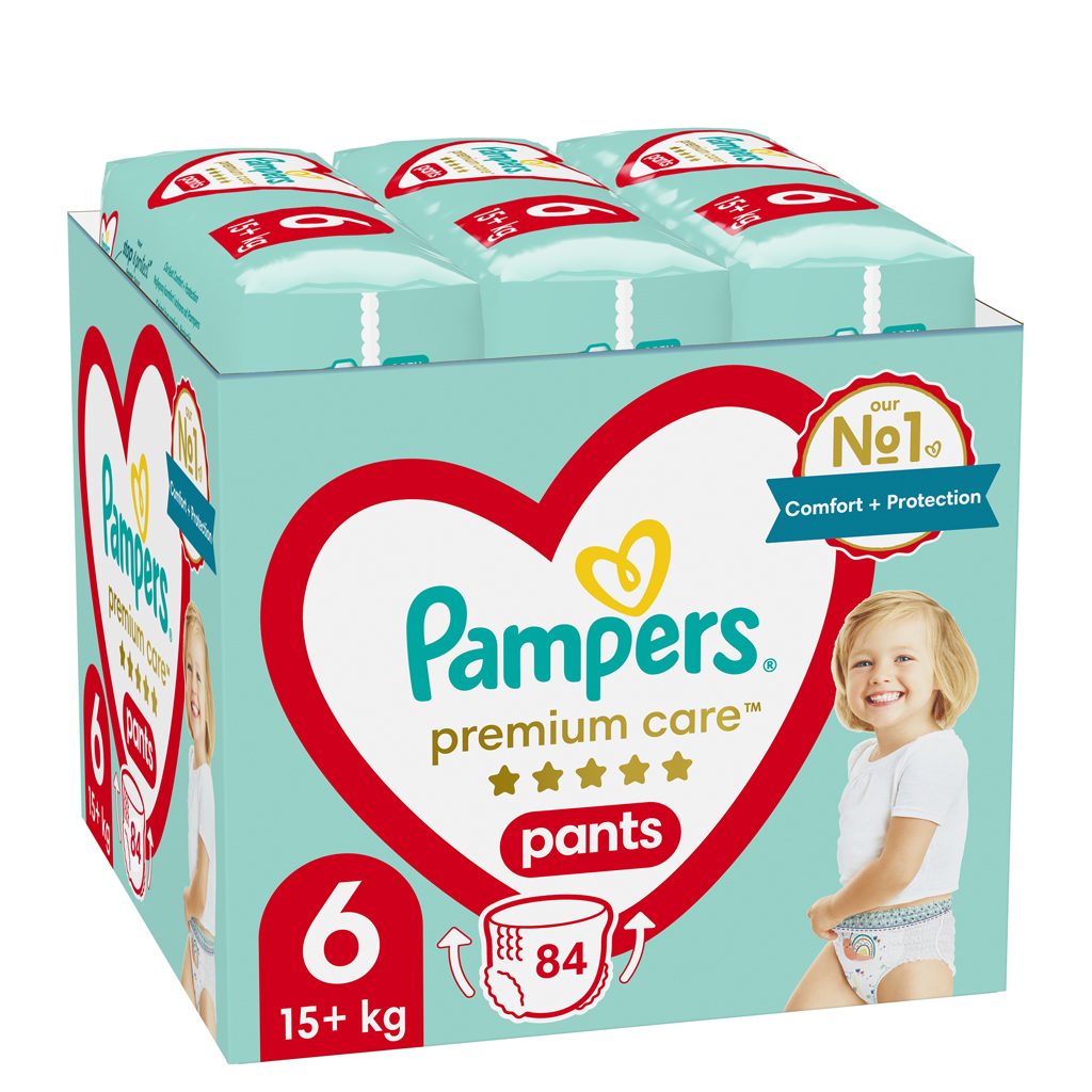 PAMPERS Premium Care plienkové nohavičky 6 (84 ks), 15 kg+ – Obrázok 2