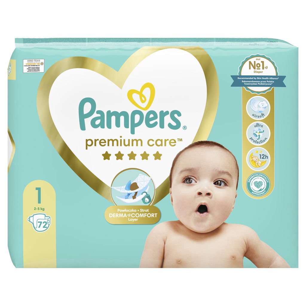 PAMPERS Premium Care Plienky jednorázové 1 (2-5 kg) 72 ks – Obrázok 3