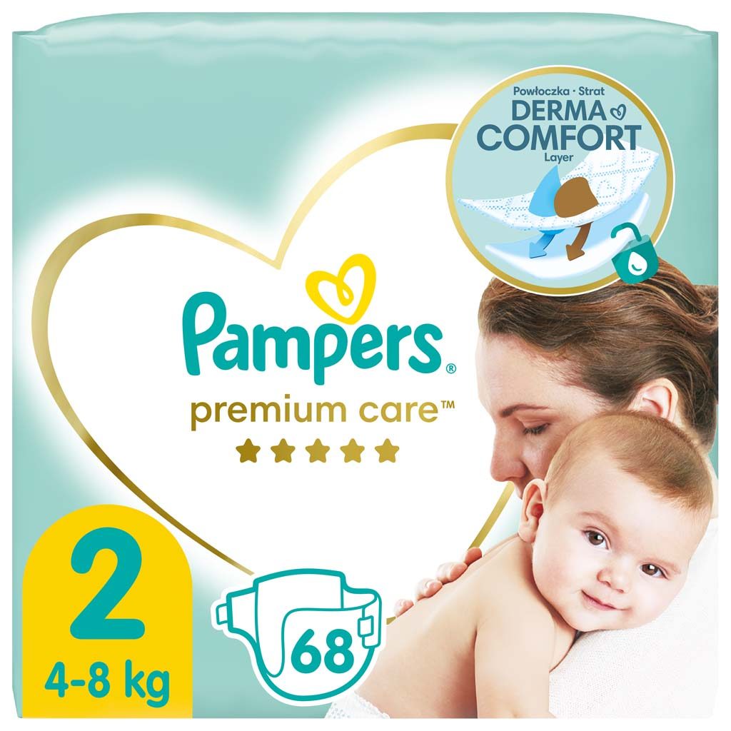 PAMPERS Premium Care Plienky jednorazové 2 (4-8 kg) 68 ks – Obrázok 2