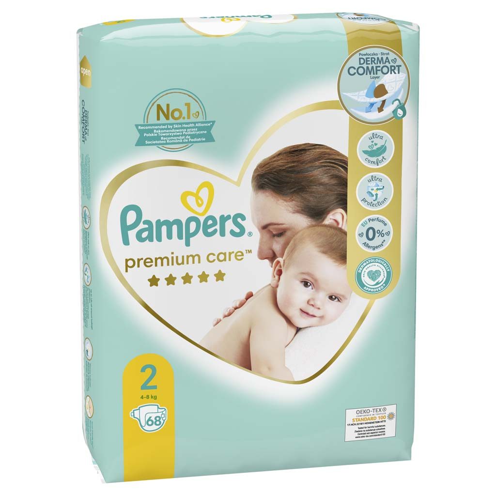 PAMPERS Premium Care Plienky jednorazové 2 (4-8 kg) 68 ks – Obrázok 3