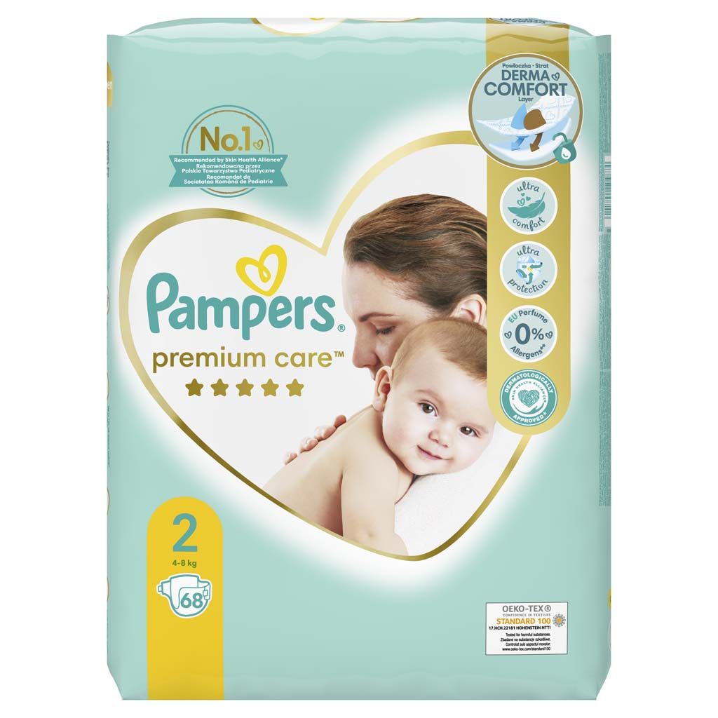 PAMPERS Premium Care Plienky jednorazové 2 (4-8 kg) 68 ks – Obrázok 4