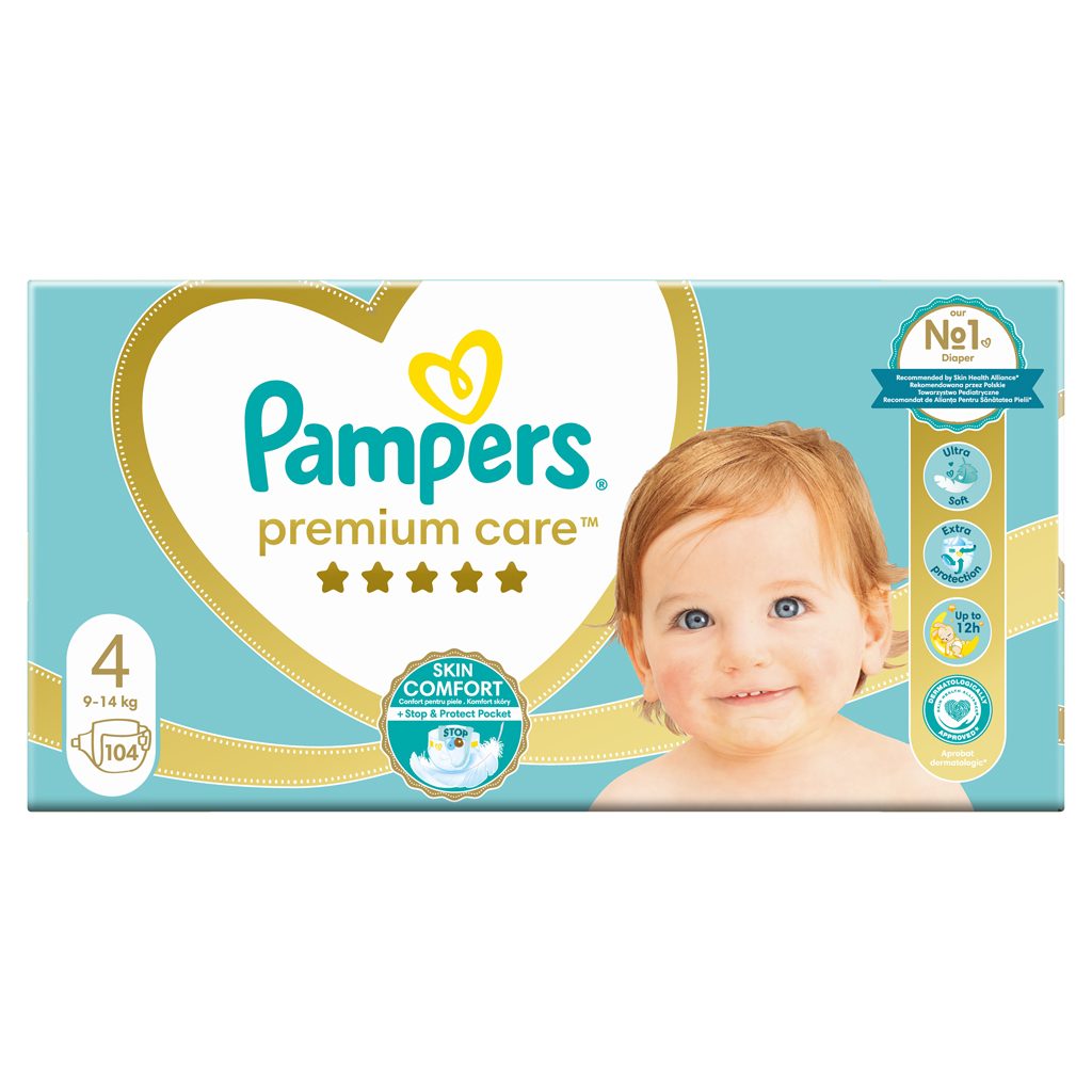 PAMPERS Premium Care Plienky jednorazové 4 (9-14 kg) 104 ks - MEGA PACK – Obrázok 3