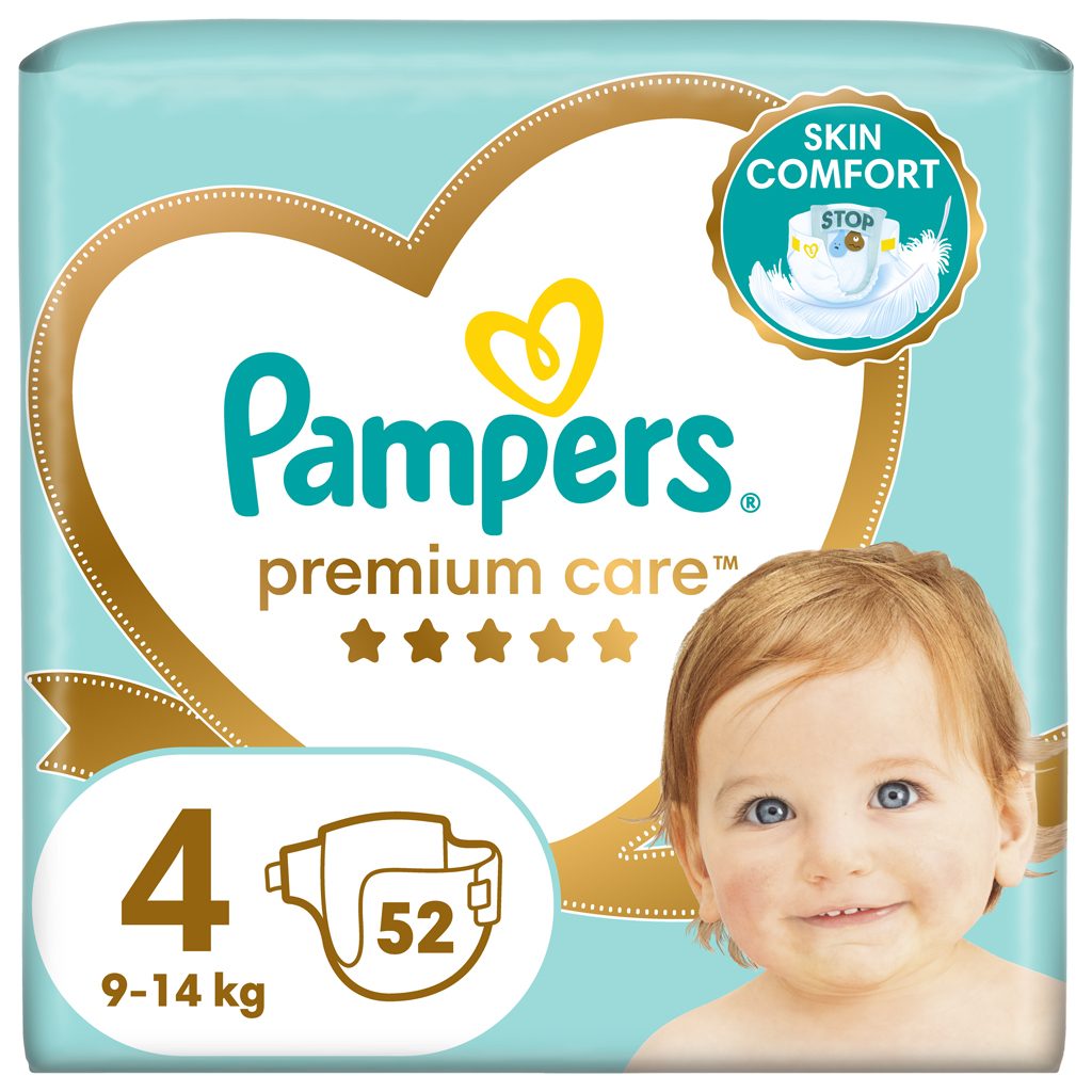 PAMPERS Premium Care Plienky jednorazové 4 (9-14 kg) 52 ks – Obrázok 2