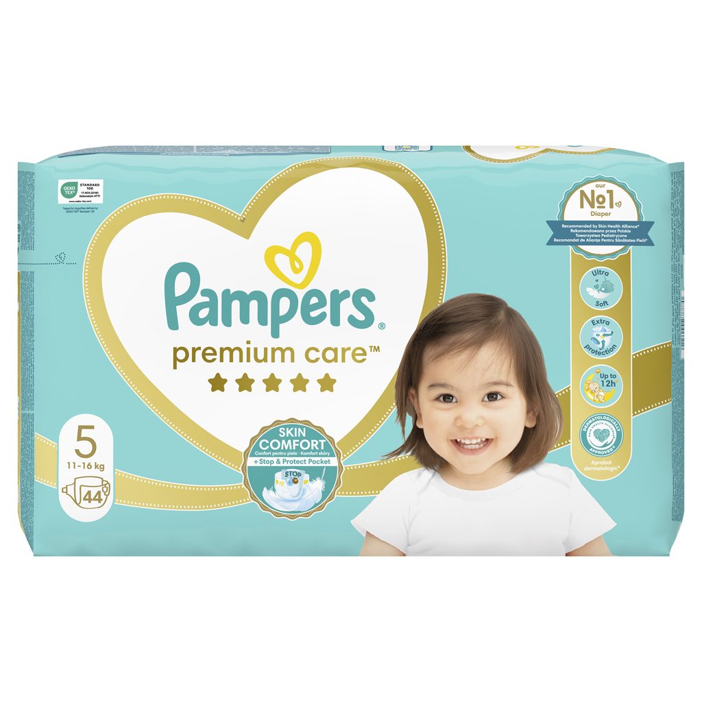 PAMPERS Premium Care Plienky jednorazové 5 (11-16 kg) 44 ks – Obrázok 3