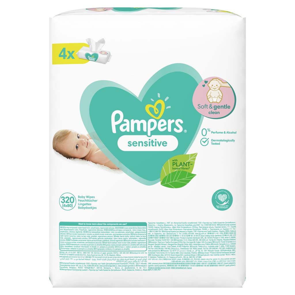 PAMPERS Sensitive Obrúsky vlhčené 4 balenia = 320 ks – Obrázok 7