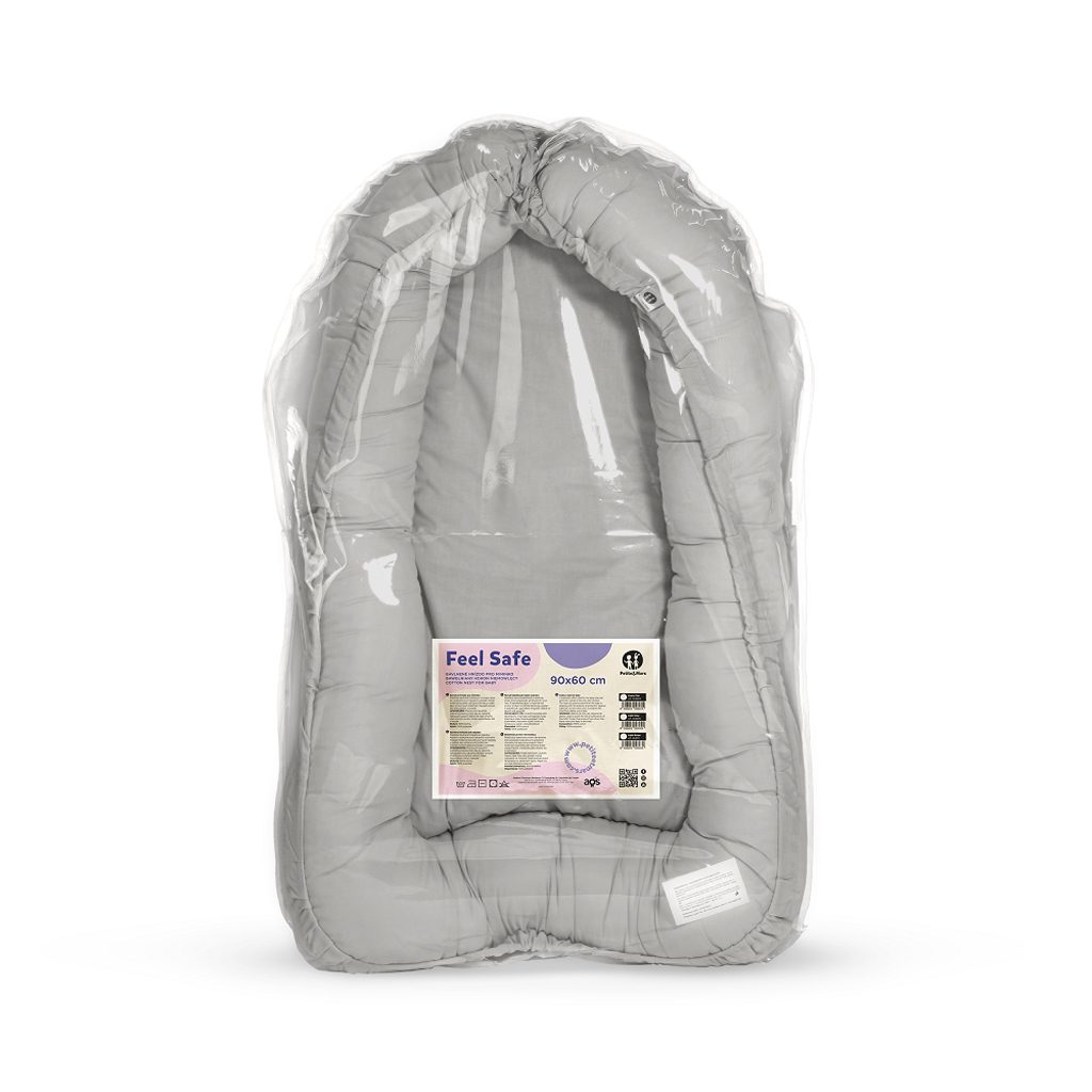 PETITE&MARS Hniezdo ochranné pre bábätko FEEL SAFE Light Grey 90 x 60 cm – Obrázok 4