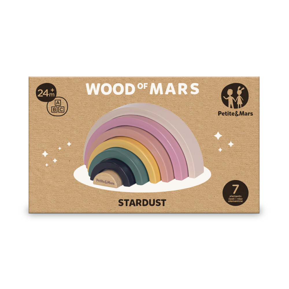 PETITE&MARS Hračka drevená skladacia Stardust Wood of Mars 24m+ – Obrázok 3