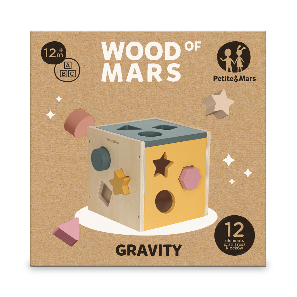 PETITE&MARS Hračka drevená triediaca Gravity Wood of Mars 12m+ – Obrázok 3