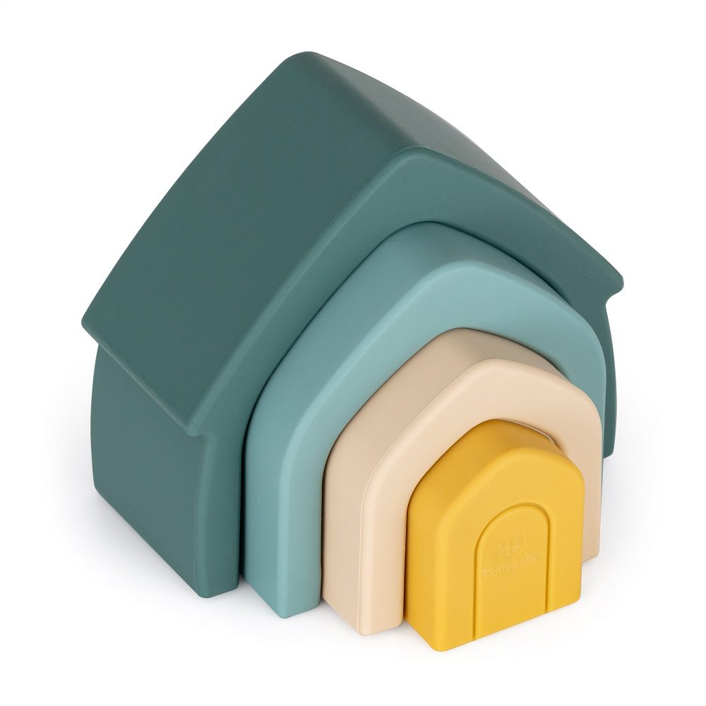 PETITE&MARS Hračka silikónová skladacia House Misty Green 12m+ – Obrázok 3