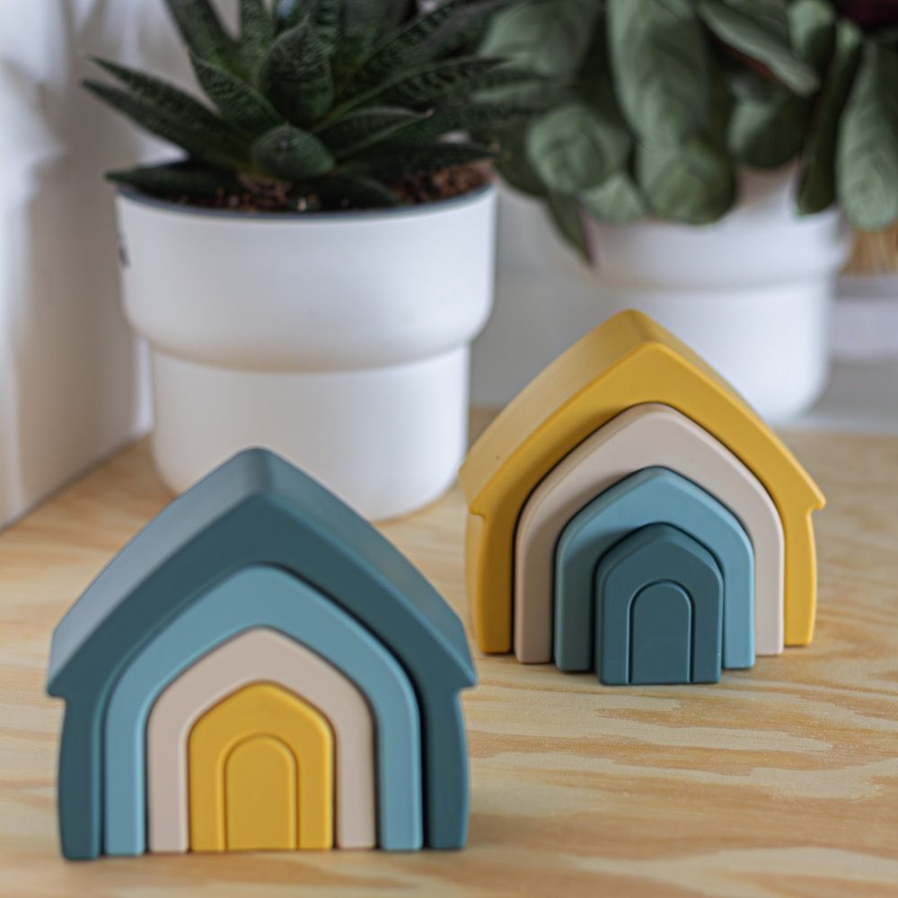 PETITE&MARS Hračka silikónová skladacia House Misty Green 12m+ – Obrázok 6
