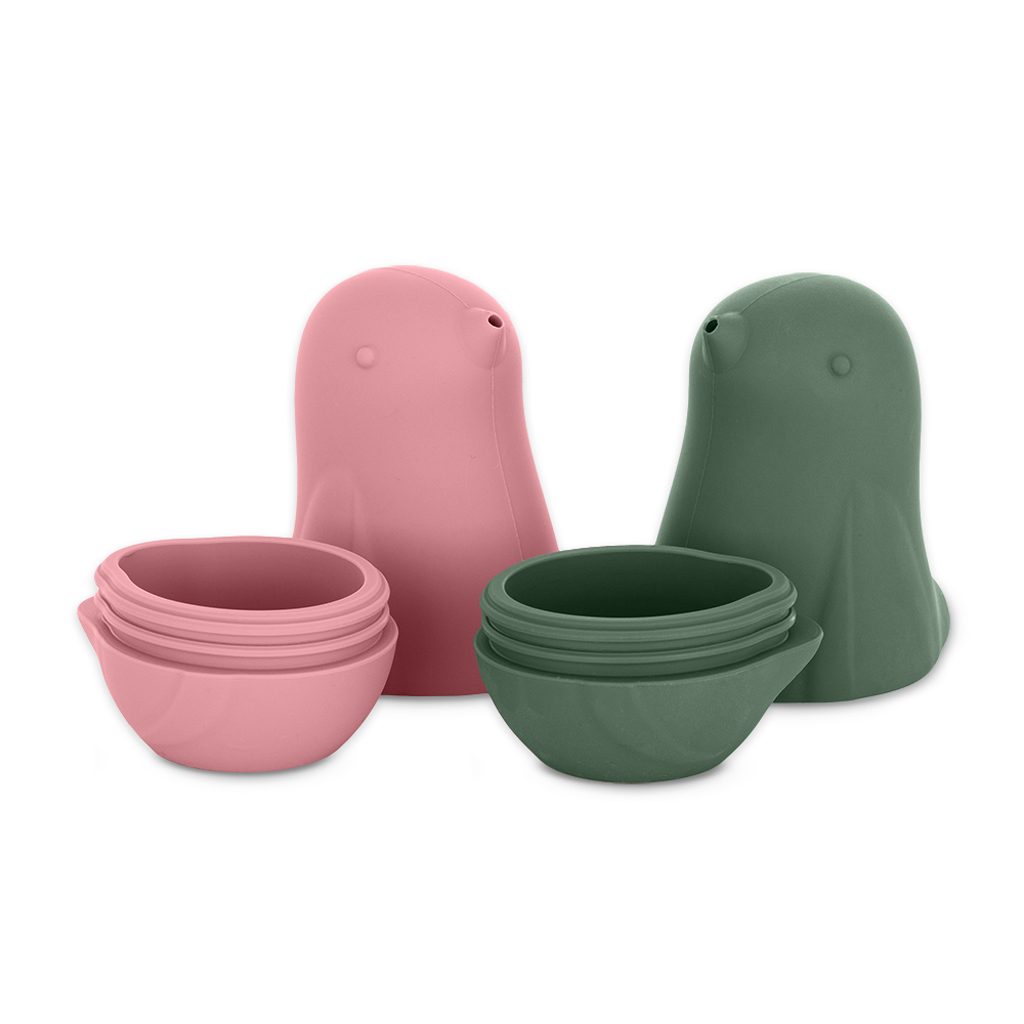 PETITE&MARS Hračky silikónové do kúpeľa Love birds Rose Green 6m+ – Obrázok 4