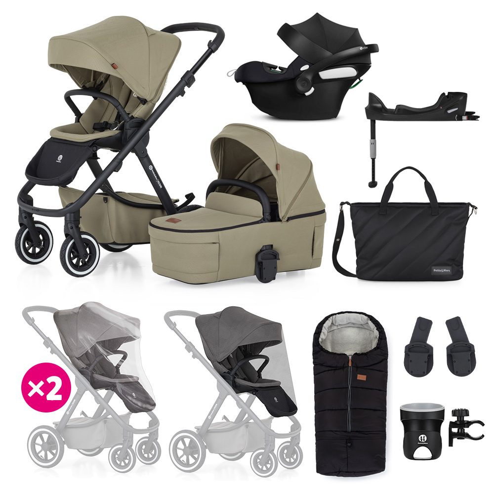 PETITE&MARS Kočík kombinovaný ICON 2v1 Mossy Green XXL AIR + CYBEX Aton B2 i-Size + základňa