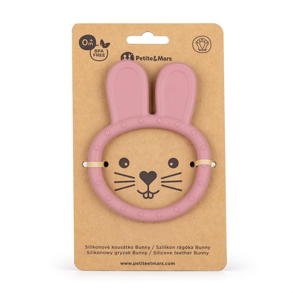 PETITE&MARS Hryzačka silikónová Bunny Dusty Rose 0m+ – Obrázok 2