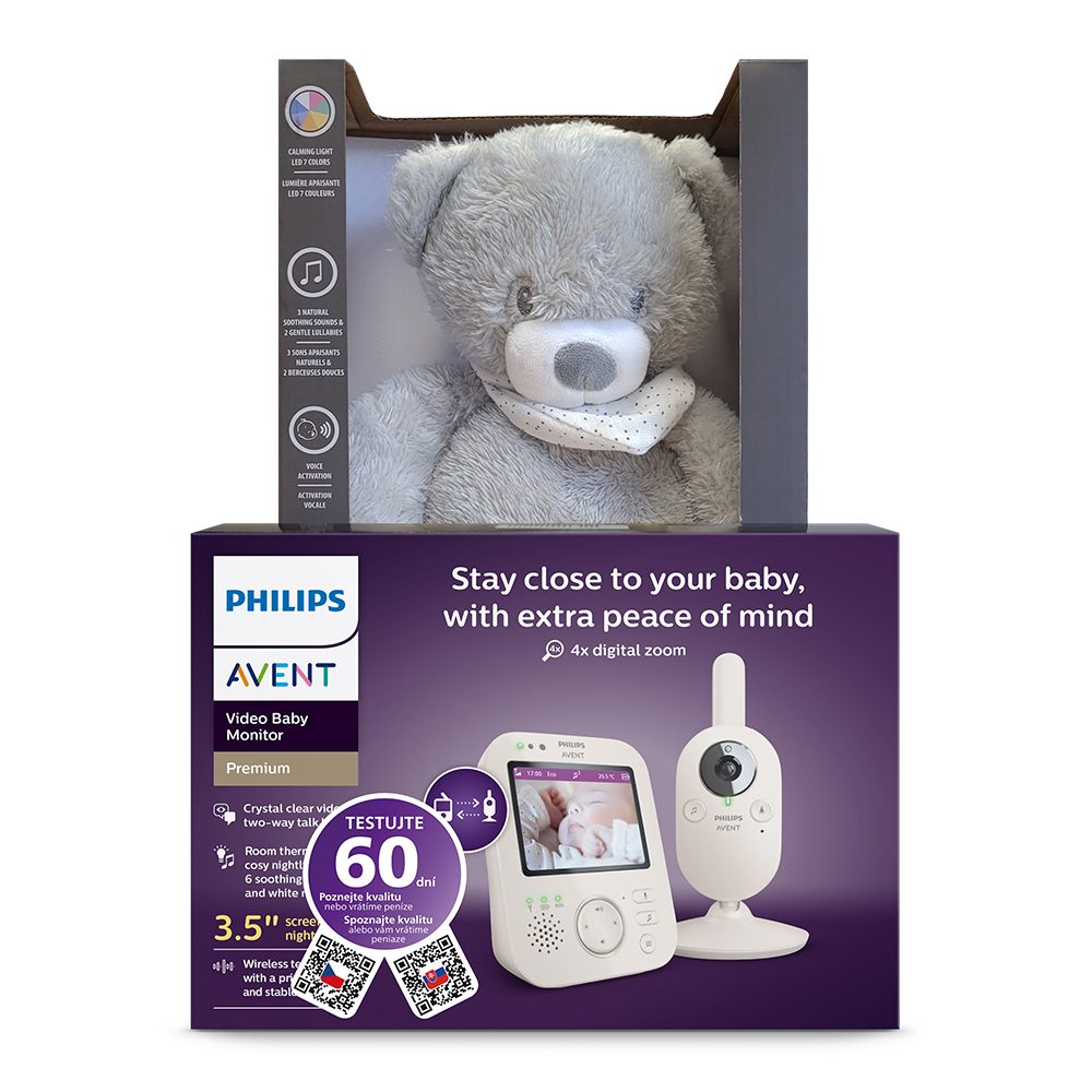 Philips AVENT Pestúnka detská video SCD891/26+NATTOU Uspávačik 4v1 Sleepy Bear Grey 0m+ – Obrázok 13