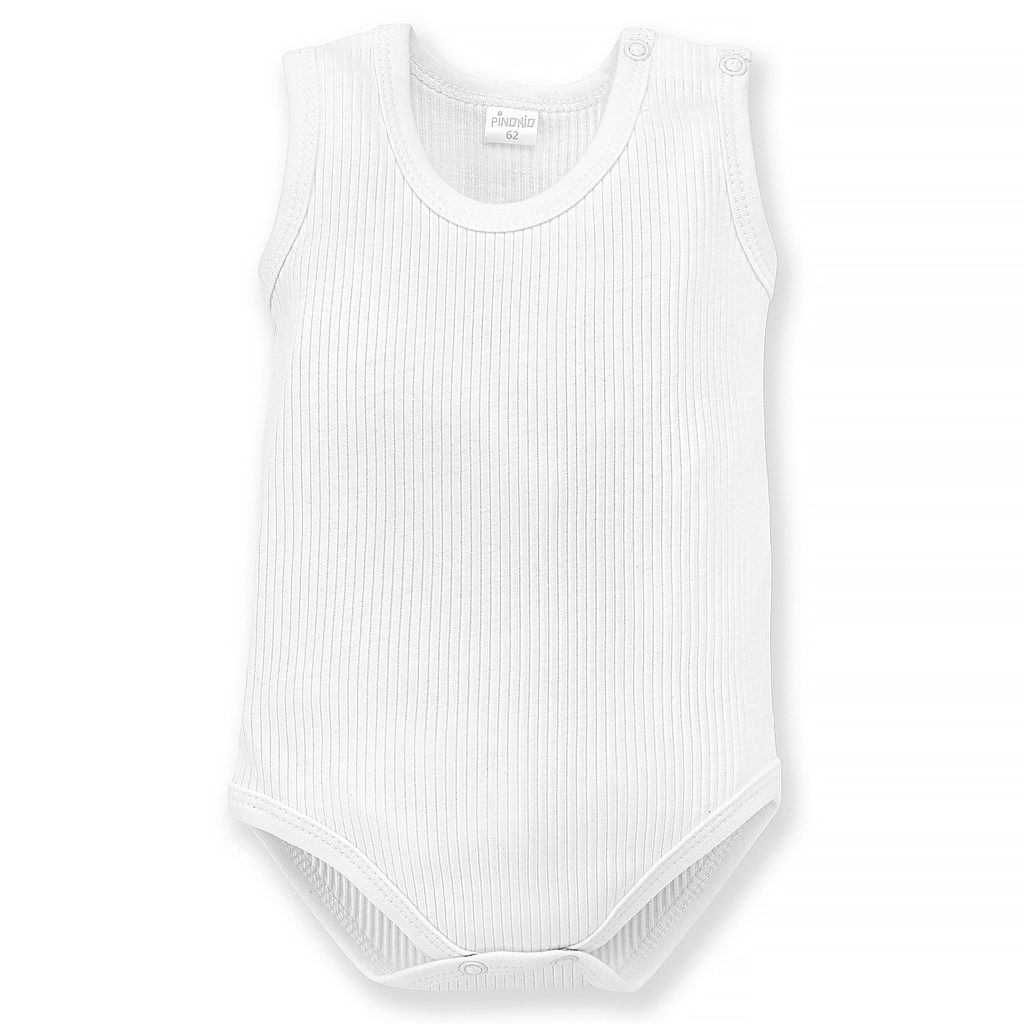 PINOKIO Body vrúbkované bez rukávov Lovely Day uni biela veľ. 86