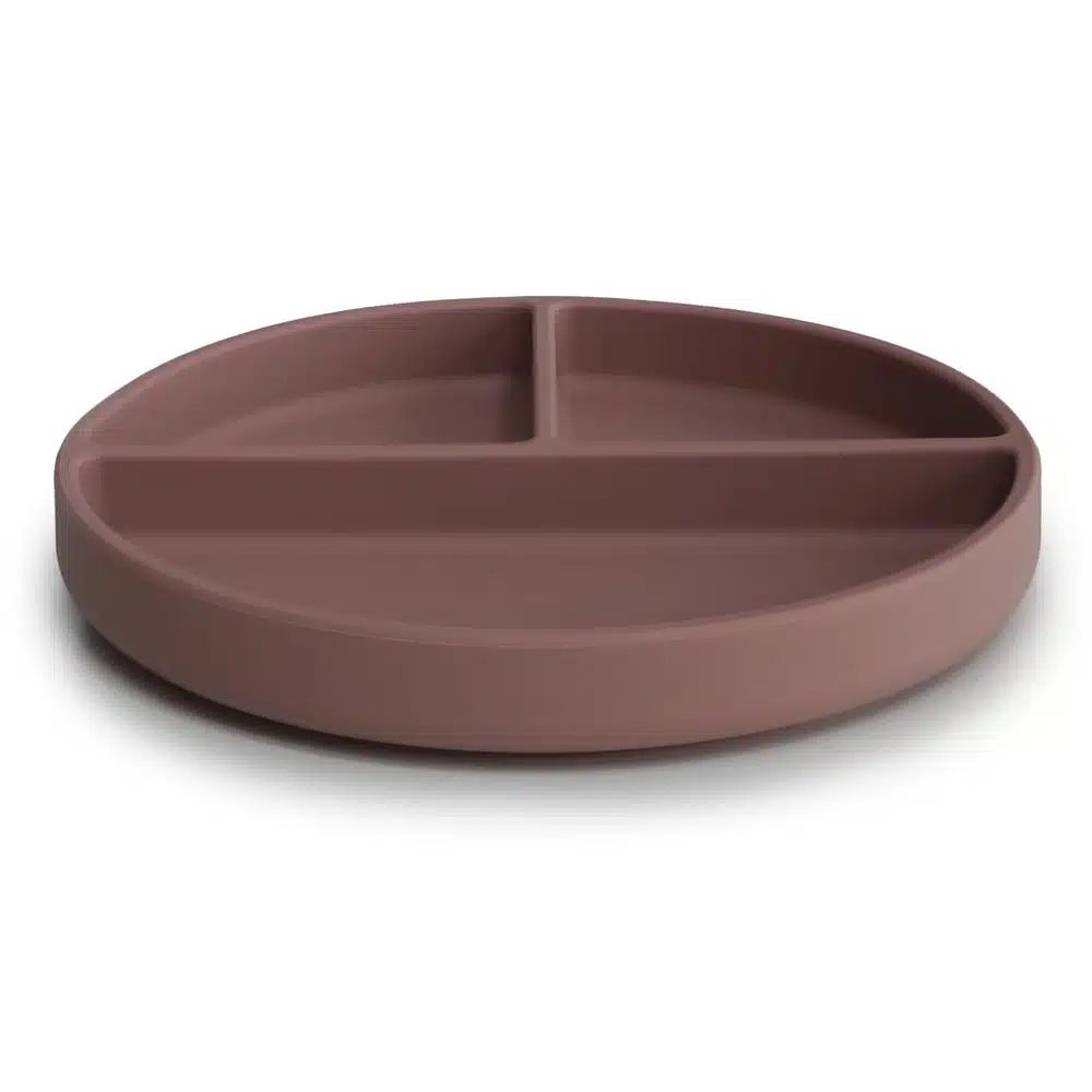 DELENÝ SILIKÓNOVÝ TANIER S PRÍSAVKOU MUSHIE - CLOUDY MAUVE – Obrázok 2