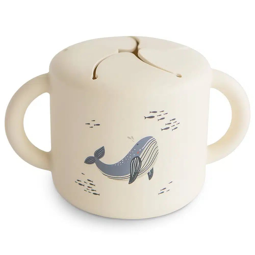 SILIKÓNOVÝ POHÁRIK NA SNACK MUSHIE - WHALES