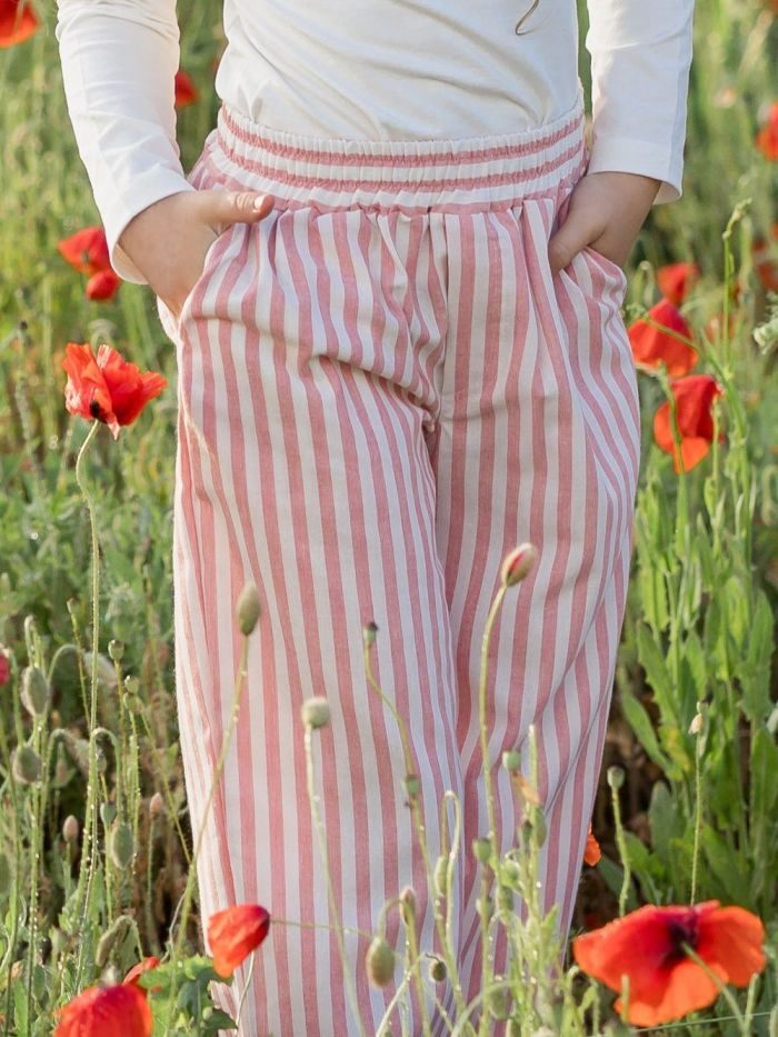 Dievčenské nohavice STRIPES - 104 - Stripes červená – Obrázok 4