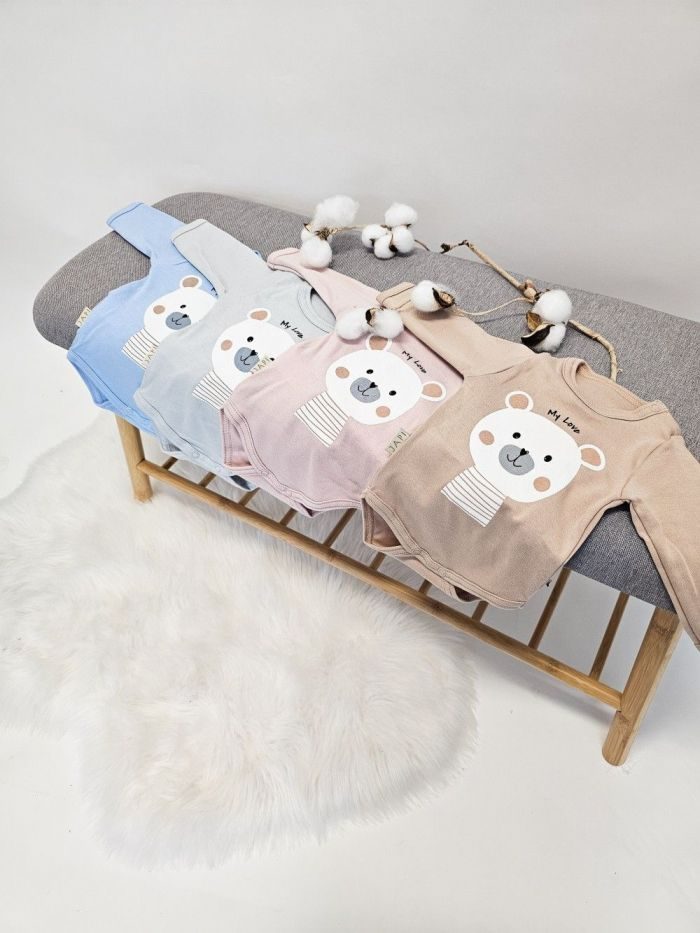 Detské body TEDDY s dlhým rukávom - 080 - Svetlo modrá