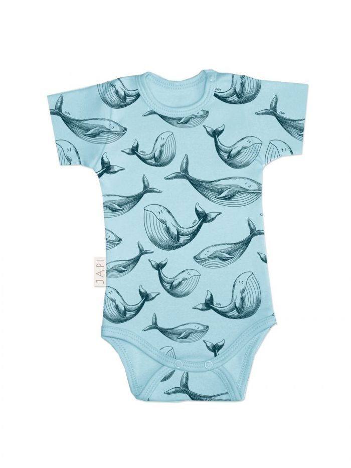 Detské body WHALES s krátkym rukávom - 098 - Svetlo modrá – Obrázok 2