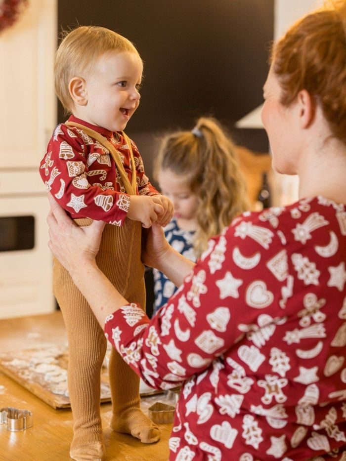 Detské body GINGERBREAD s dlhým rukávom - 056 - Gingerbread potlač bordová